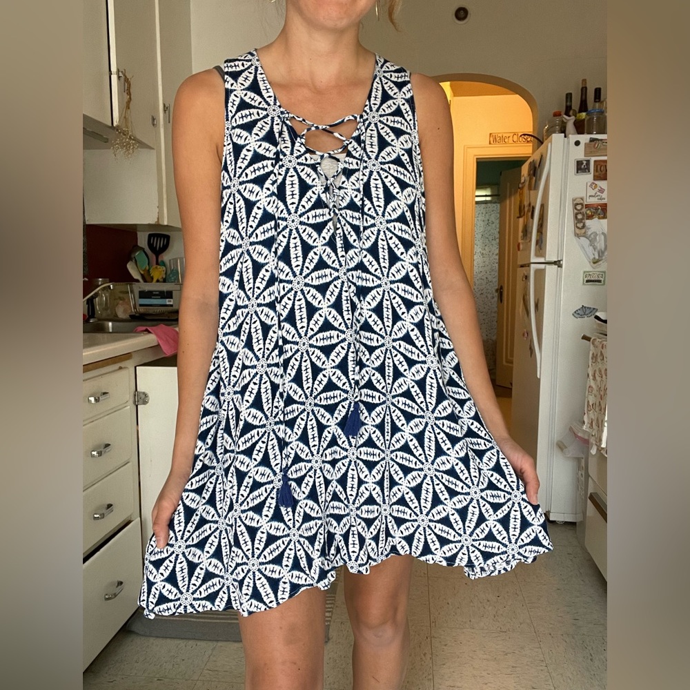 Show Me Your MuMu Navy and White Mini Dress